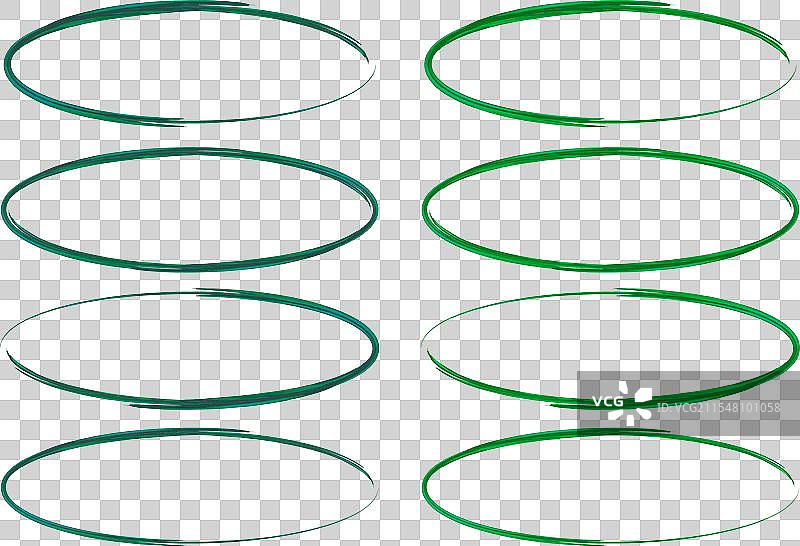 深绿色彩色马克笔涂鸦椭圆形集合图片素材