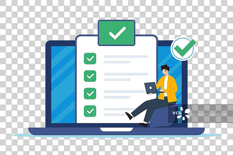 远程工作者完成的商业清单平面图图片素材