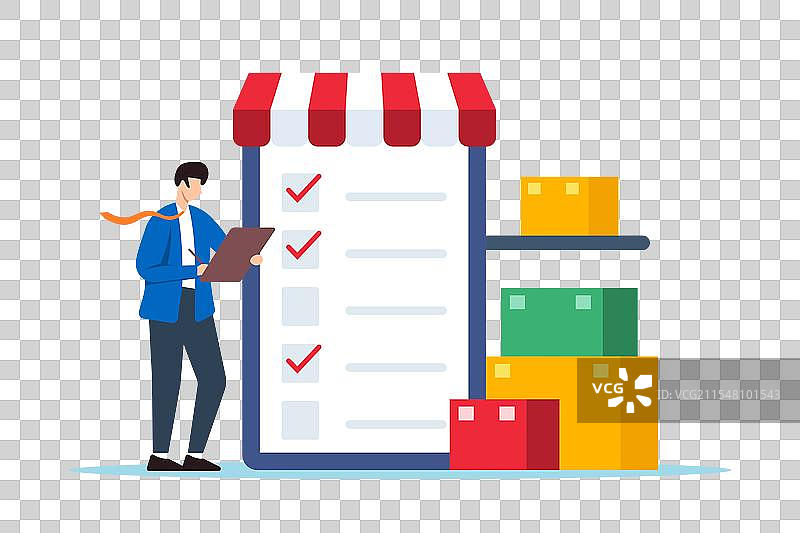 商店经理马克在库存上标记物品图片素材