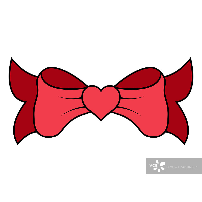 可爱的红色心形蝴蝶结礼品丝带图片素材