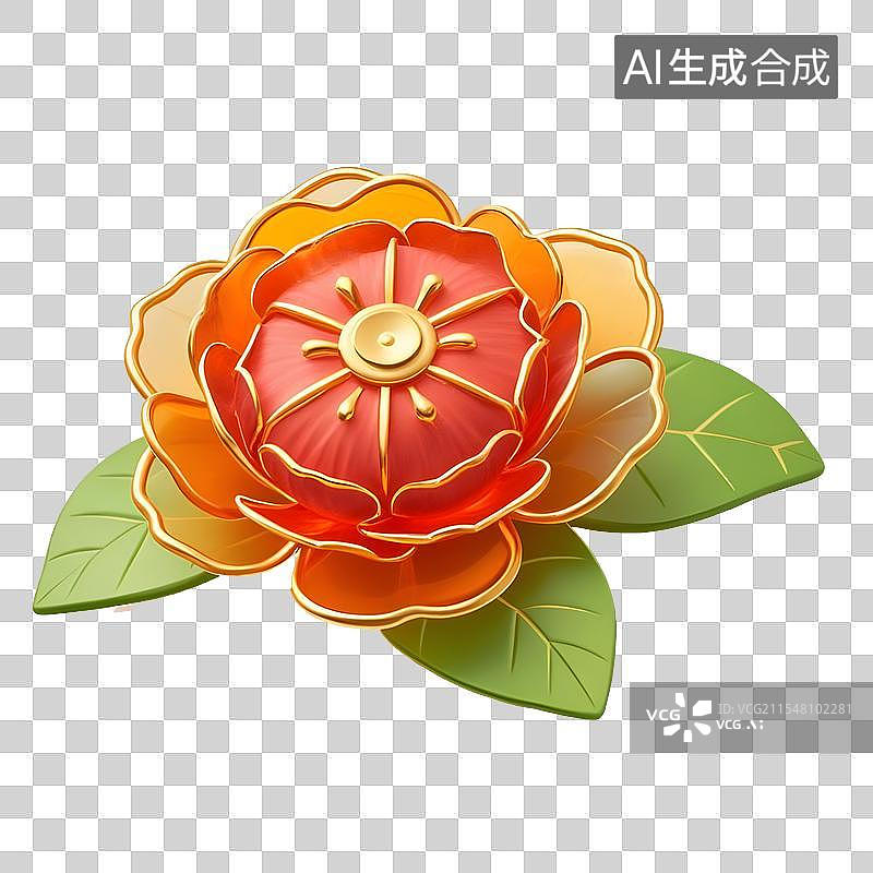 【AI数字艺术】盛开的牡丹花喜庆节日装饰3D免扣元素图片素材