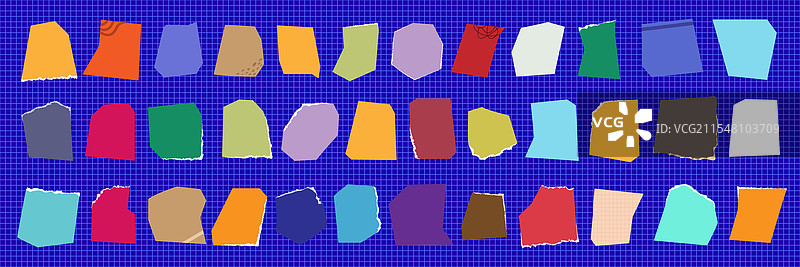 撕裂纸片彩色风格套装图片素材