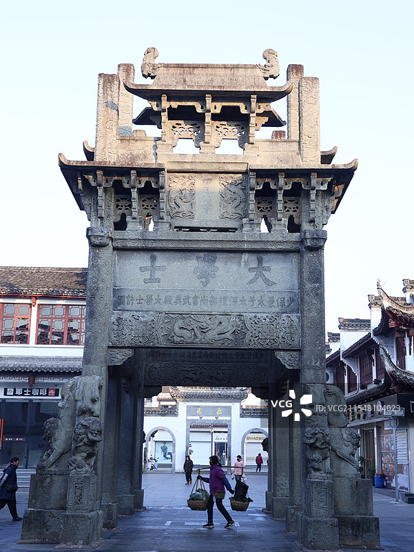 歙县徽州古城许国石坊明代八脚牌楼图片素材