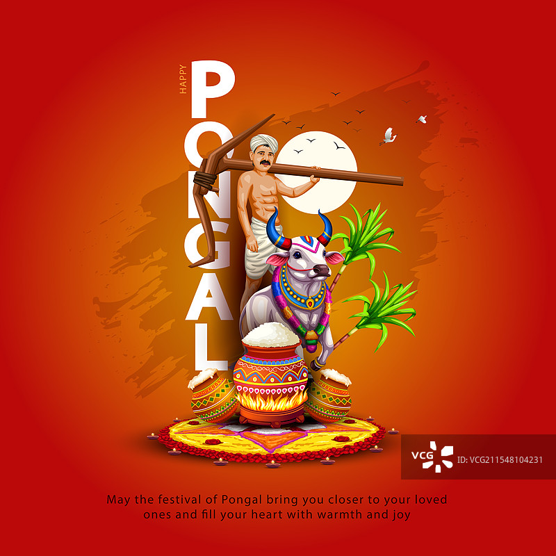 泰米尔纳德邦节日快乐的丰收节与丰收米图片素材