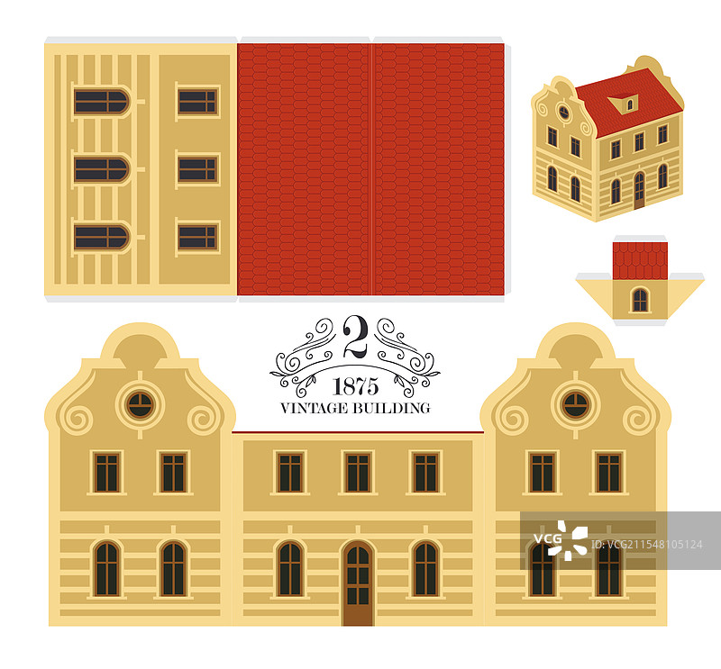 可爱的复古圣诞玩具屋图片素材