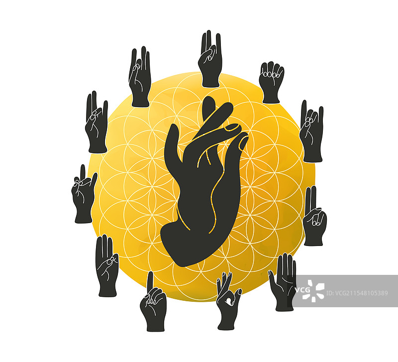 十二种手印符号海报图片素材
