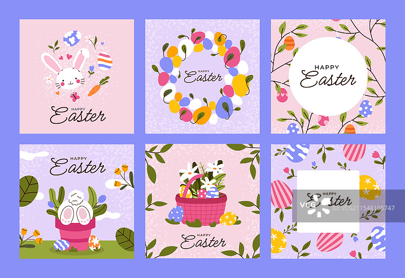 快乐复活节横幅套装图片素材