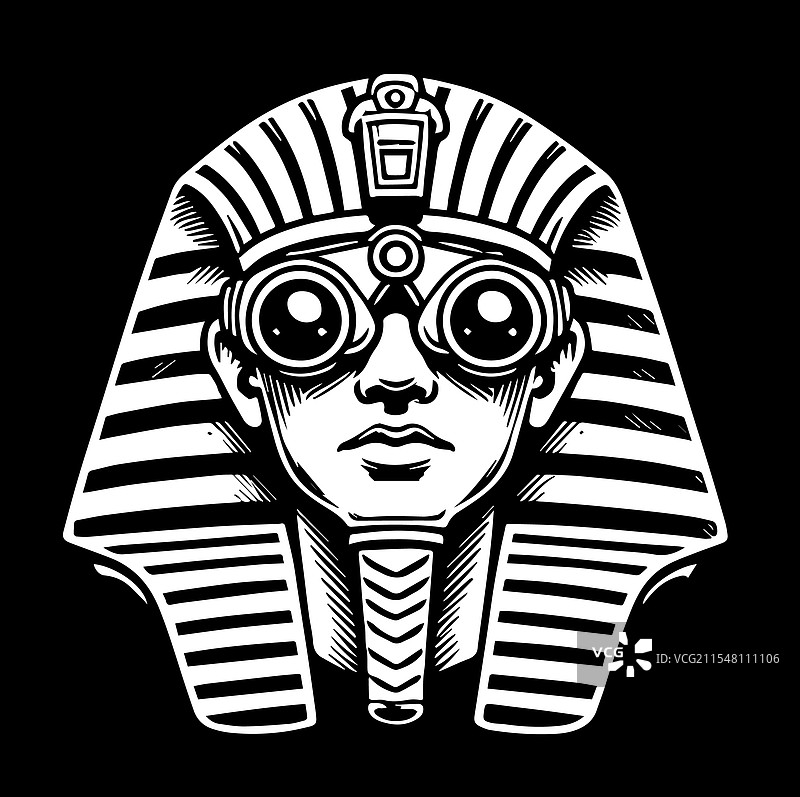 简单的埃及法老戴着夜视仪图片素材