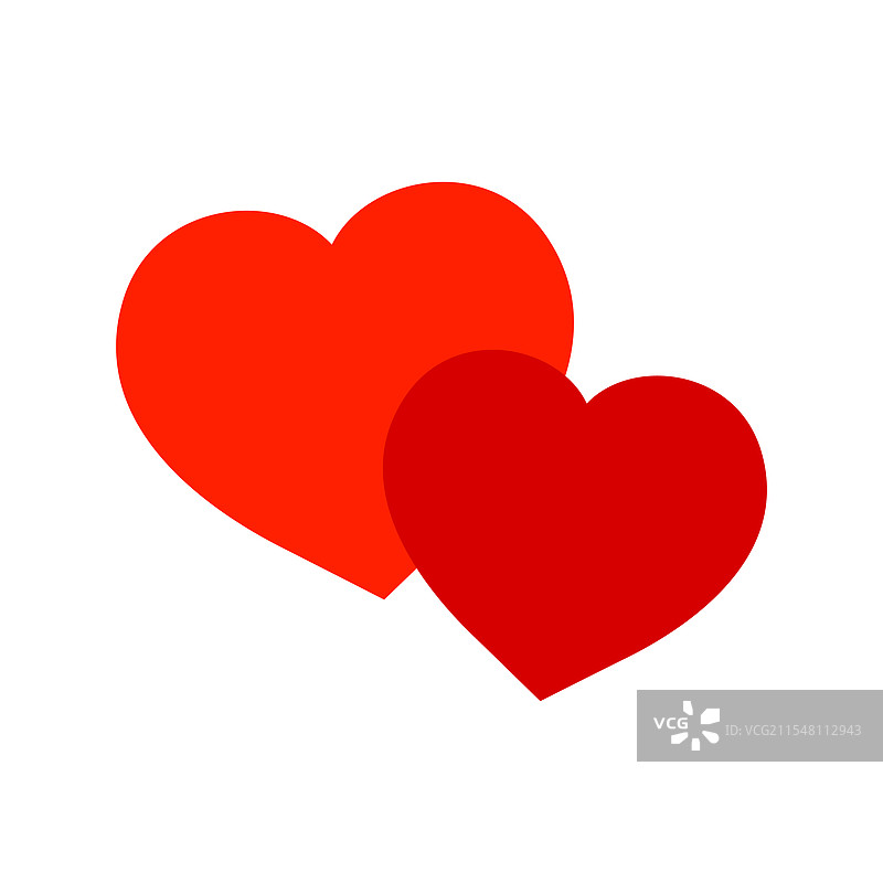 白色背景上的两个红色心形符号图片素材
