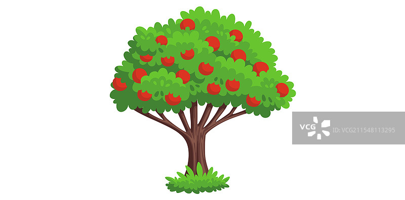 彩色卡通苹果树剪贴画图片素材