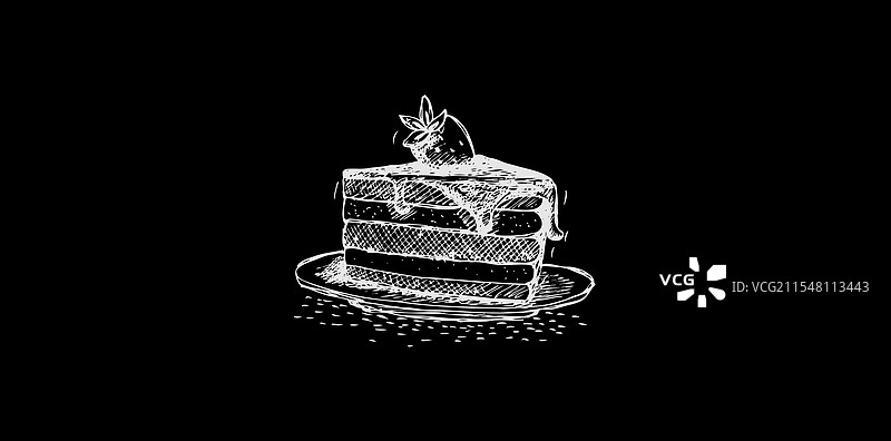 手绘蛋糕切片素描图片素材