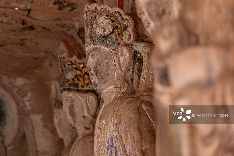 大足石刻 石门山摩崖造像 南宋 绍兴八至十一年 西方三圣与十圣观音窟图片素材