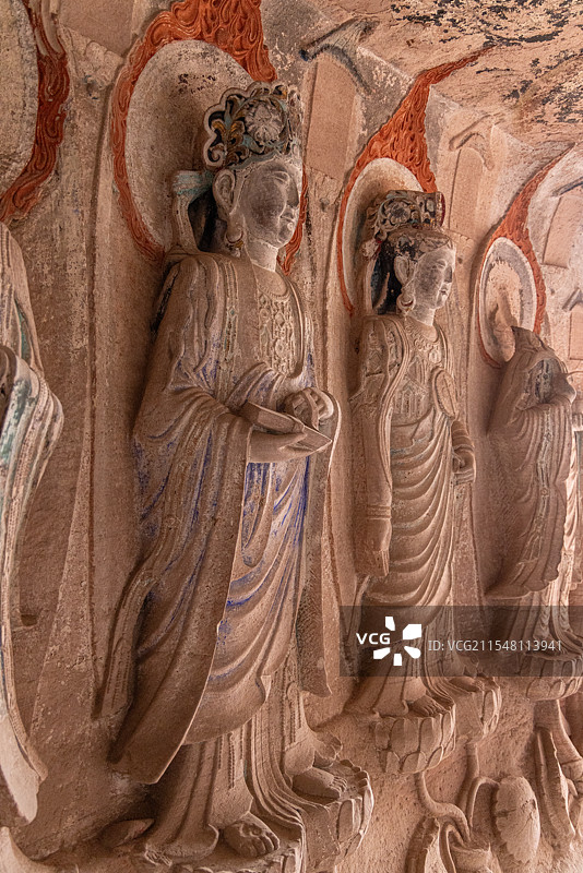 大足石刻 石门山摩崖造像 南宋 绍兴八至十一年 西方三圣与十圣观音窟图片素材