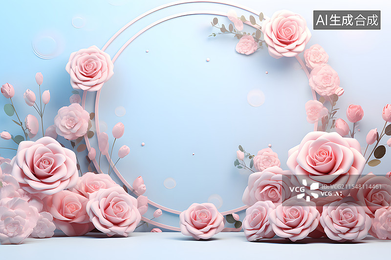 【AI数字艺术】三八妇女节玫瑰电商展台图片素材