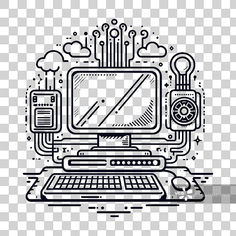 未来派计算机与科技元素图片素材