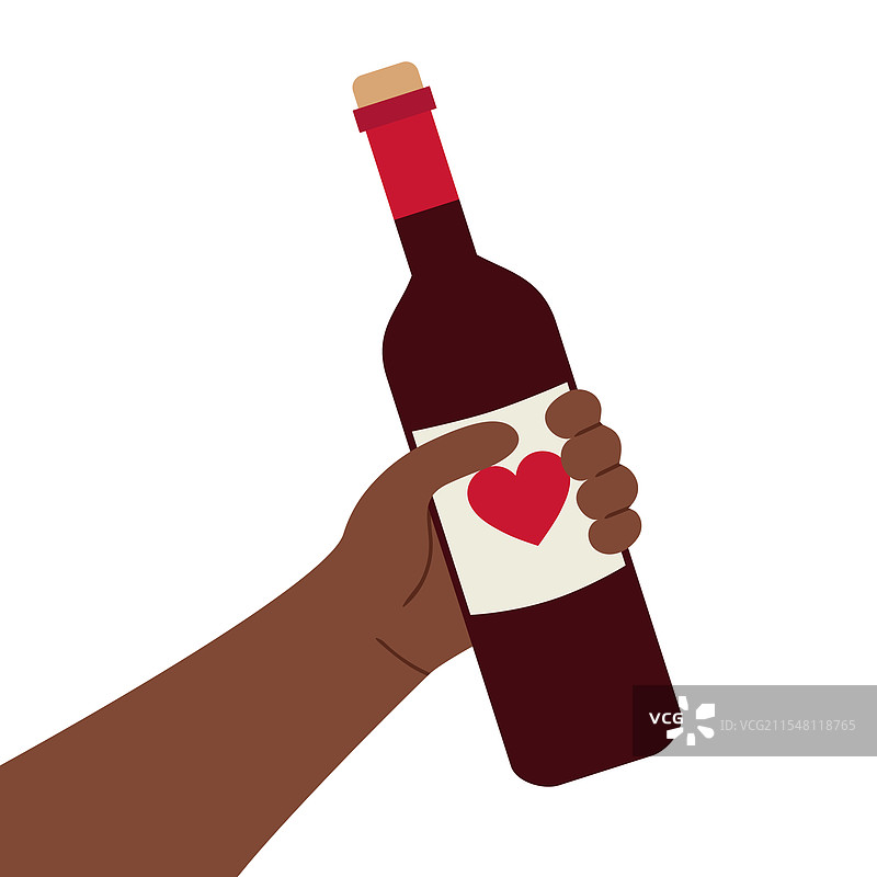 手握一瓶葡萄酒图片素材