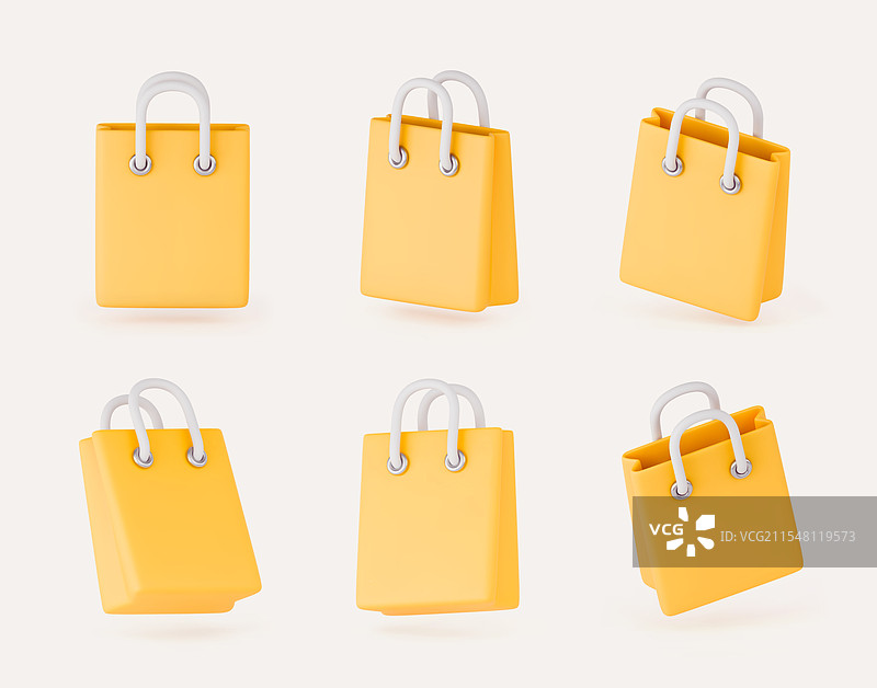 购物袋3D图标集图片素材