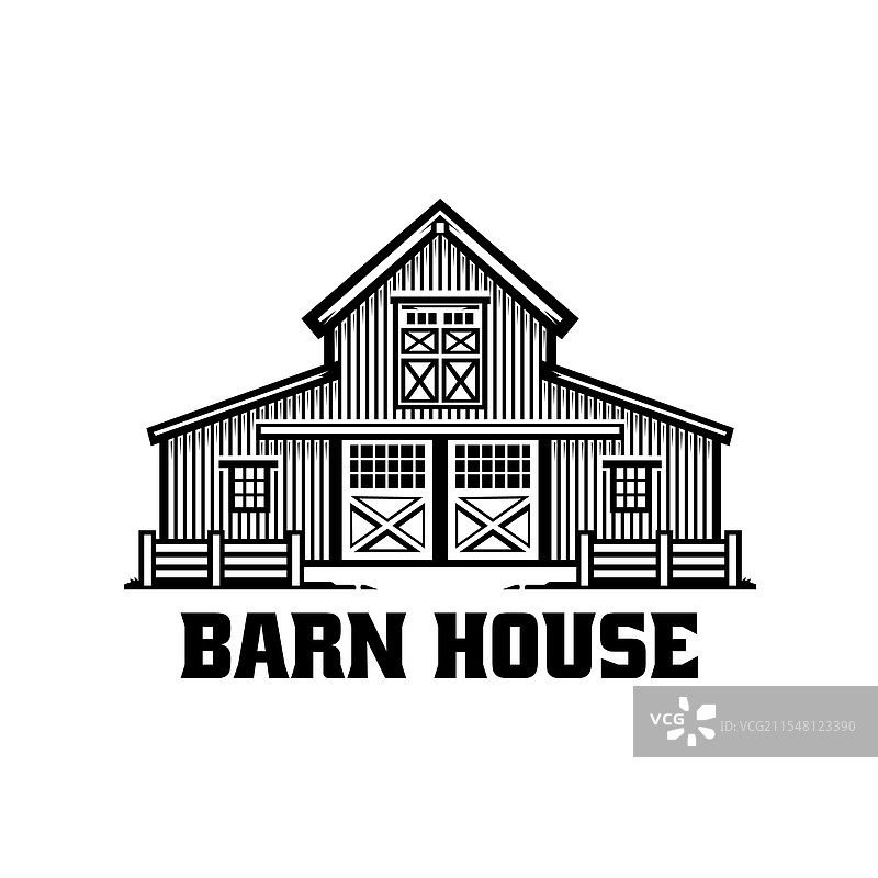 孤立的黑白艺术谷仓房屋图片素材