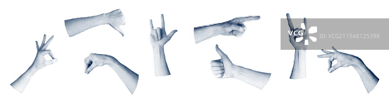 复古风格的拼贴手绘图形集图片素材