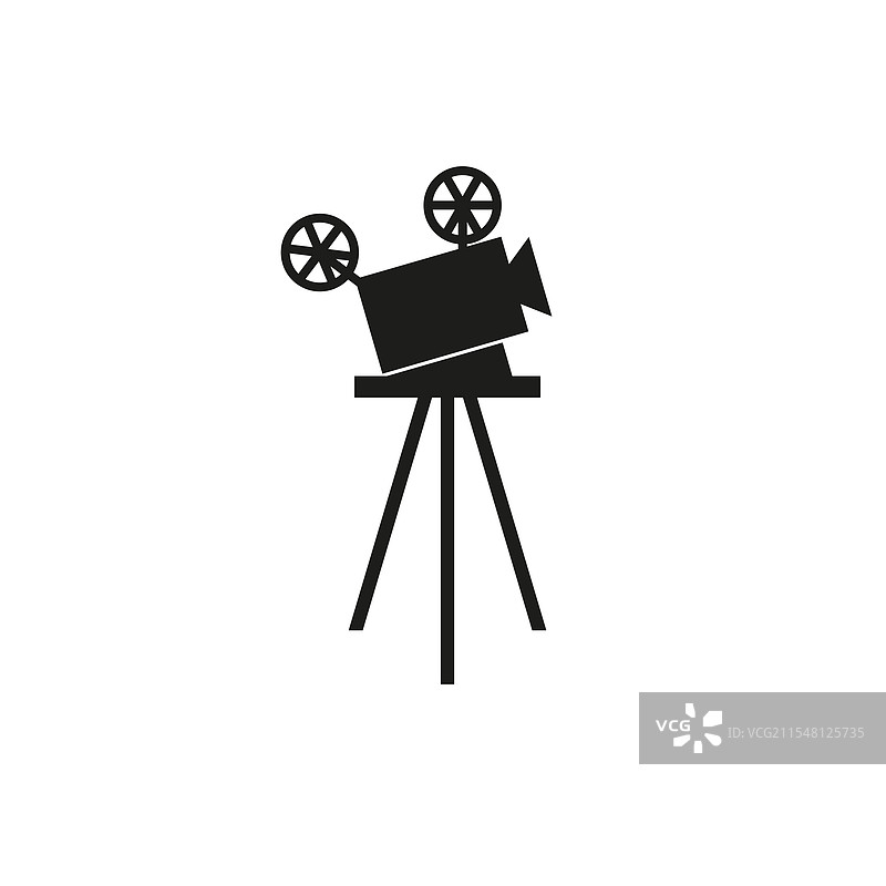 电影放映机图标，简单扁平设计图片素材