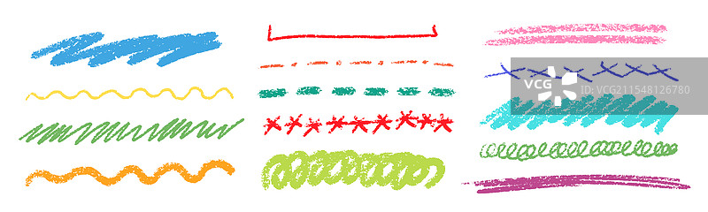 蜡笔线条笔触套装粉笔涂鸦图片素材