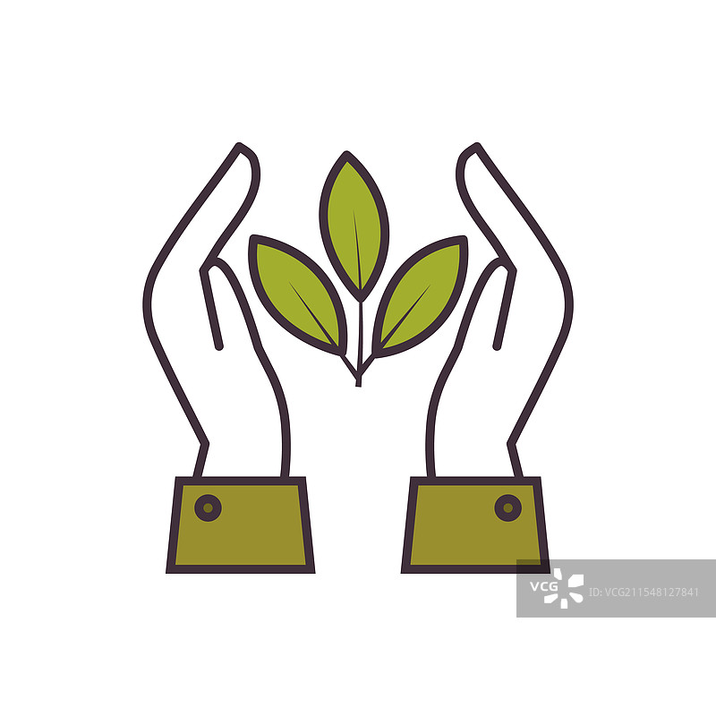 手握植物图标，象征关爱图片素材