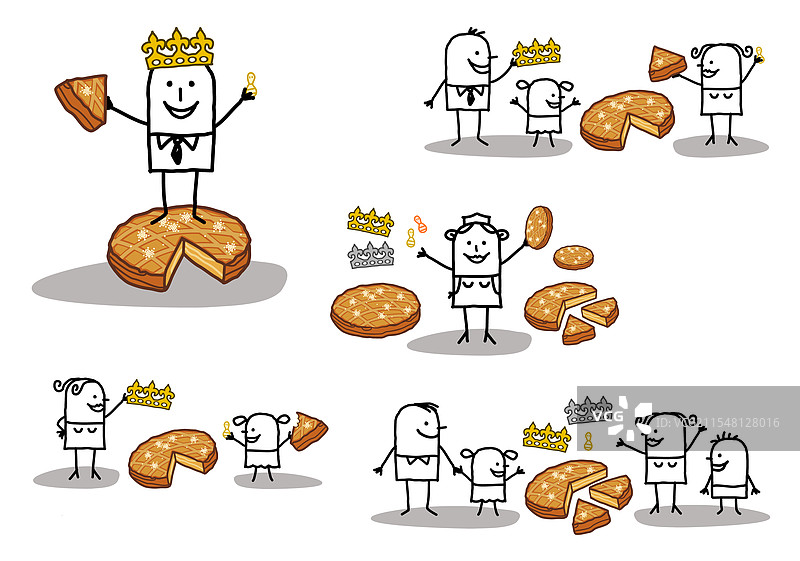 卡通火柴人角色与顿悟蛋糕图片素材