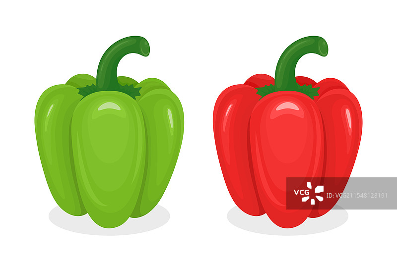 两个生动的卡通绿色甜椒图片素材