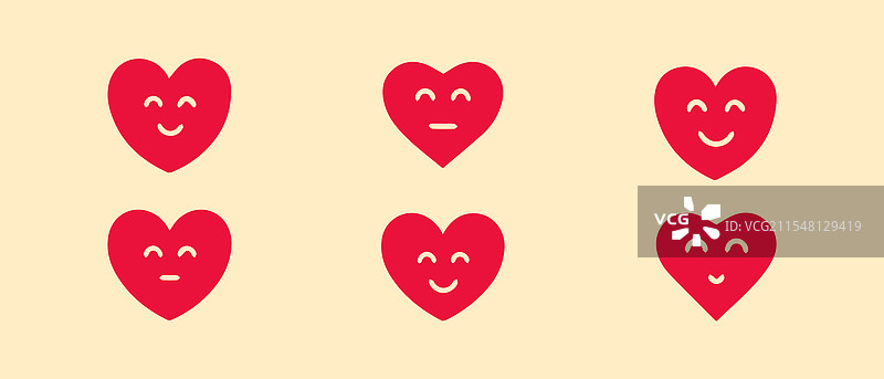 简约情人节心形表情符号图标集图片素材