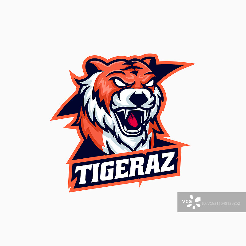 虎猫简单的吉祥物标志图片素材