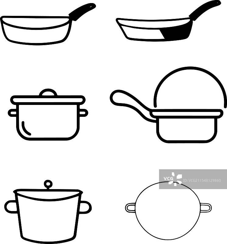 各种厨房的简单线条艺术图片素材