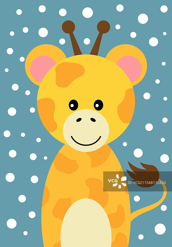 可爱的小长颈鹿与美丽的场景图片素材