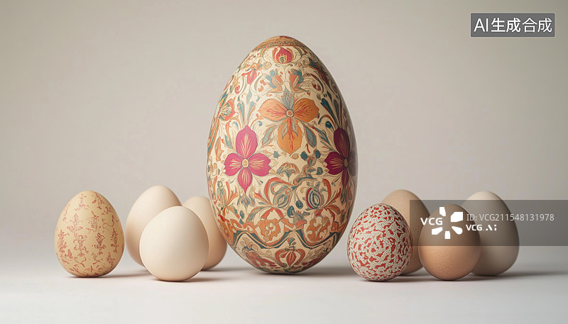 【AI数字艺术】不同彩绘花纹的复活节彩蛋图片素材