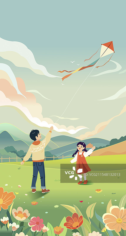 春季放风筝图图片素材