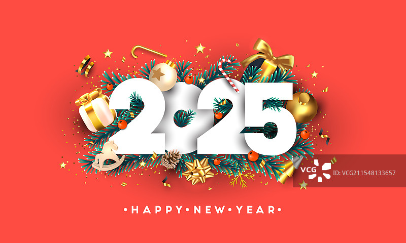 现代问候，祝您2025新年快乐图片素材
