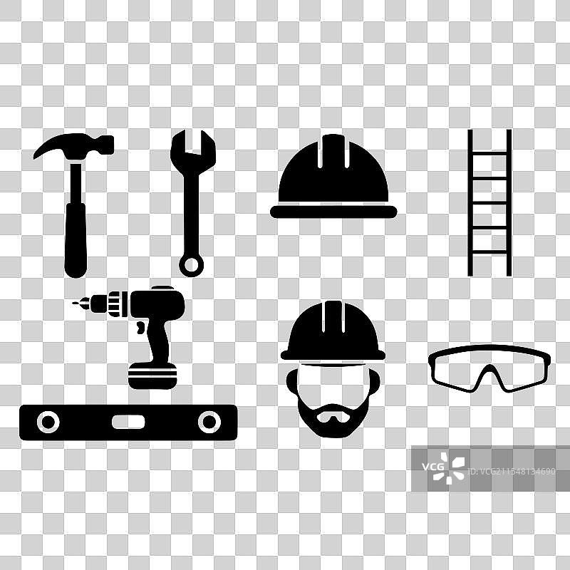 建筑与工具图标集图片素材