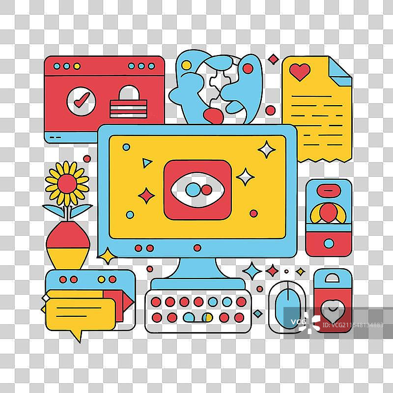 计算机与云计算元素的艺术表现图片素材