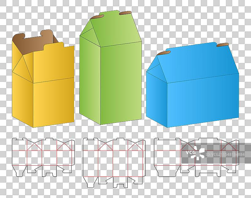 盒子包装模切模板设计 3D 模型展示图片素材