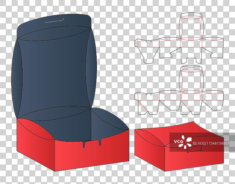 盒子包装模切模板设计 3D 模型展示图片素材