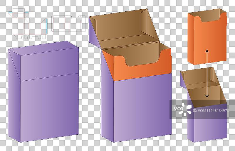 盒子包装模切模板设计 3D 模型展示图片素材