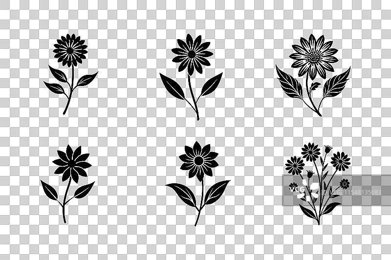 野花剪影艺术套件图片素材