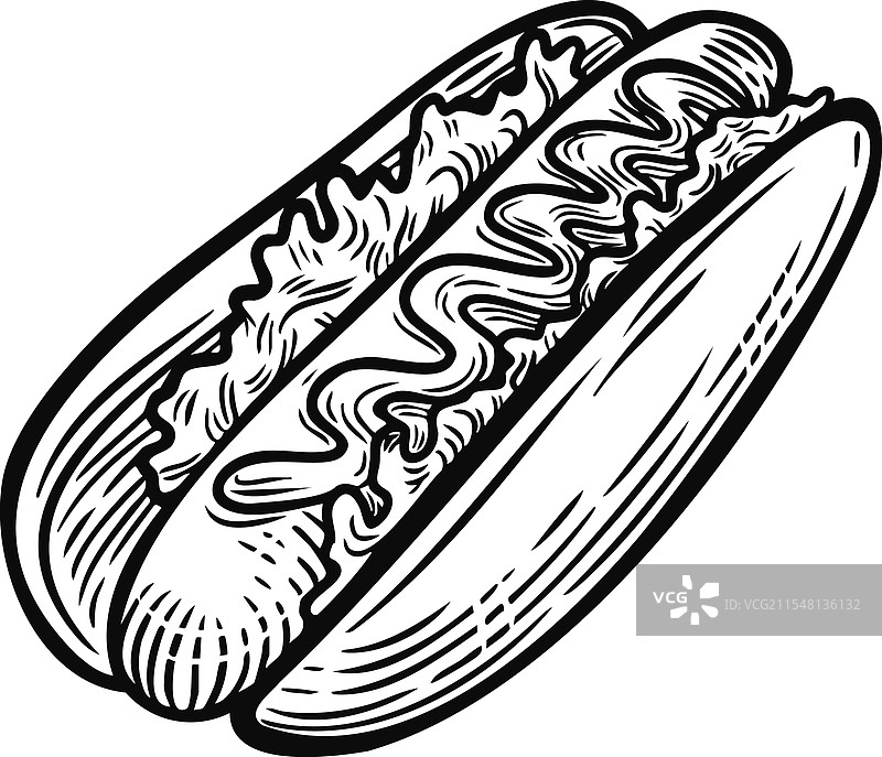 热狗快餐线条画图片素材