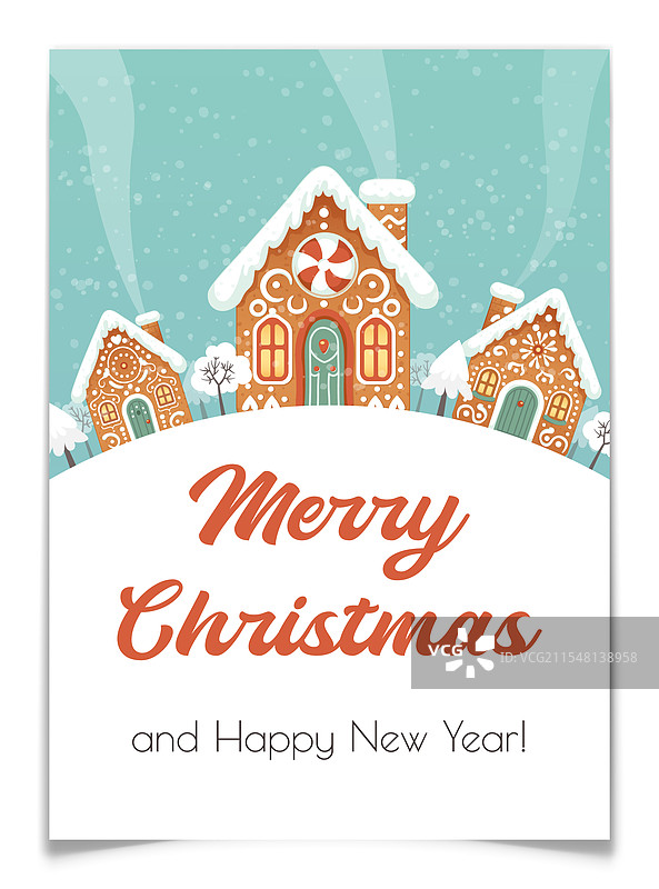 姜饼屋圣诞风景明信片图片素材