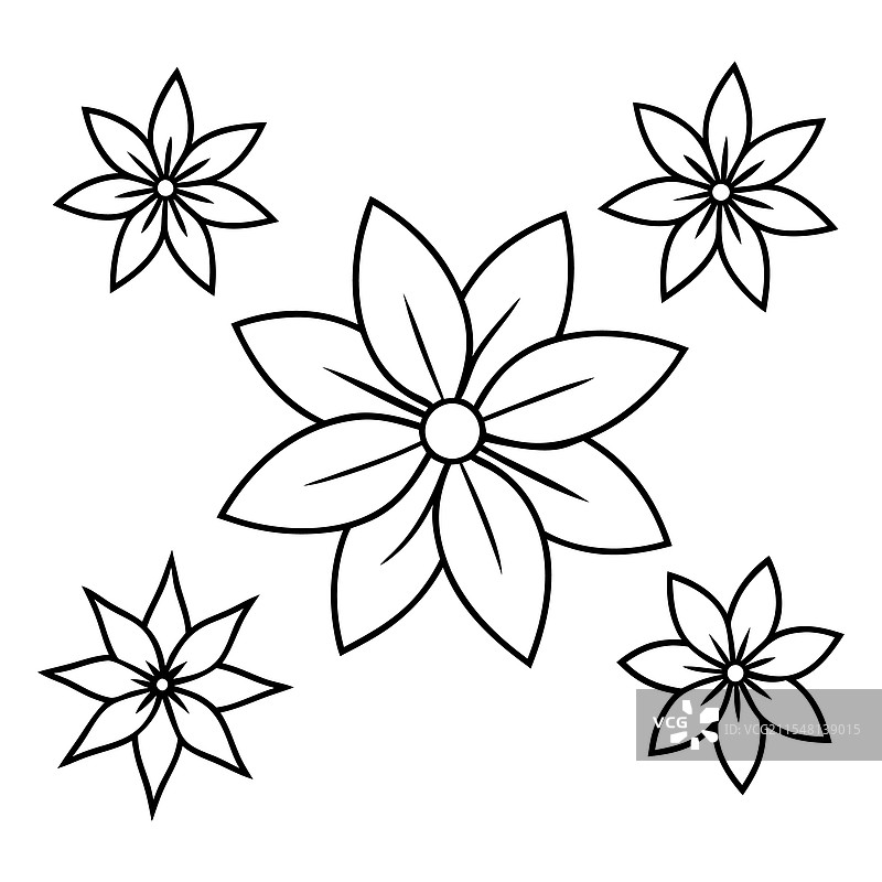 优雅的线条艺术花卉设计图片素材