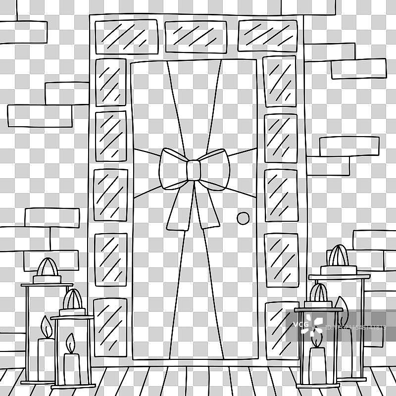 正面门的立面草图图片素材