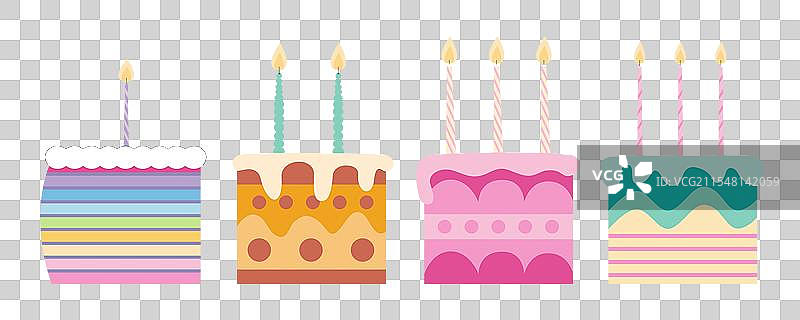 各种生日蛋糕切片的组合图片素材