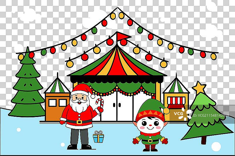 圣诞老人的冬季仙境与圣诞老人共度礼物时光图片素材