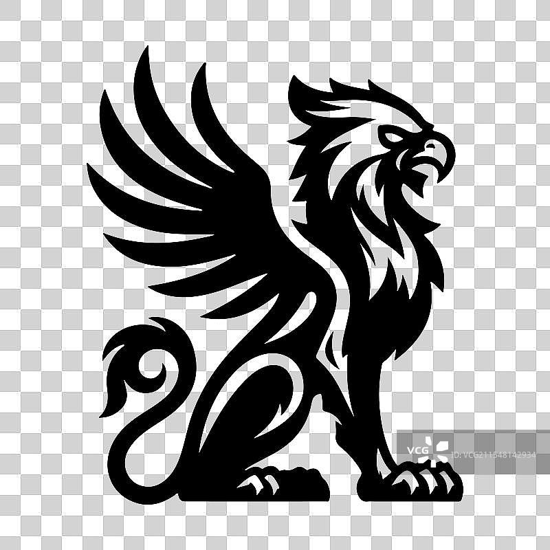 白色背景上的狮鹫生物吉祥物图片素材