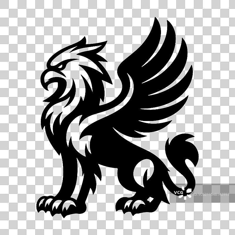 白色背景上的狮鹫生物吉祥物图片素材