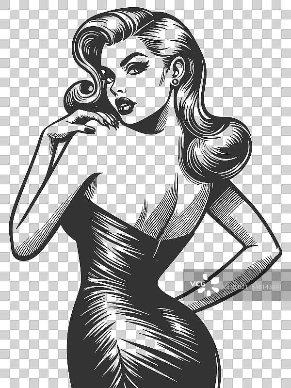 身穿紧身裙的性感女郎图片素材